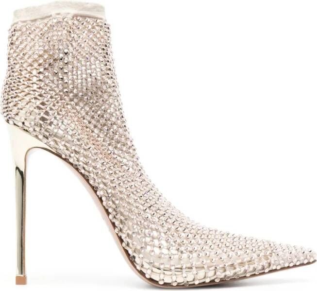 Le Silla Gilda 120mm crystal-embellished boots Neutrals