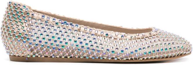 Le Silla Gilda crystal-embellished ballerina shoes Gold