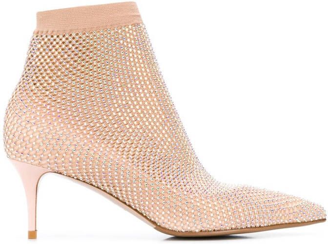 Le Silla Gilda crystal-embellished boot pumps Neutrals