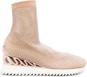 Le Silla Gilda crystal-embellished high-top sneakers Neutrals