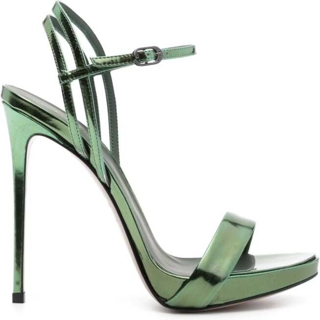 Le Silla Gwen 120mm metallic leather sandals Green
