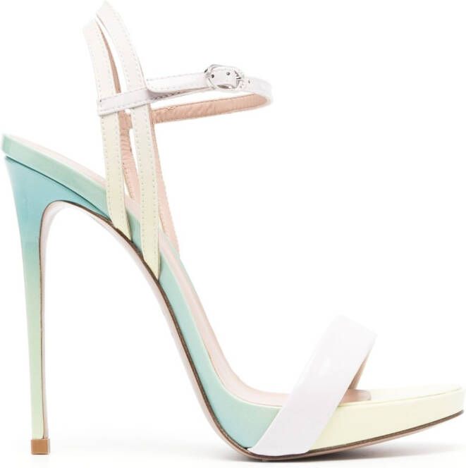 Le Silla Gwen 120mm patent leather sandals Green