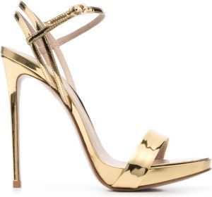 Le Silla Gwen 125mm metallic-effect sandals Gold