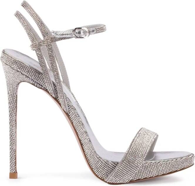 Le Silla Gwen rhinestone-embellished leather sandals Silver
