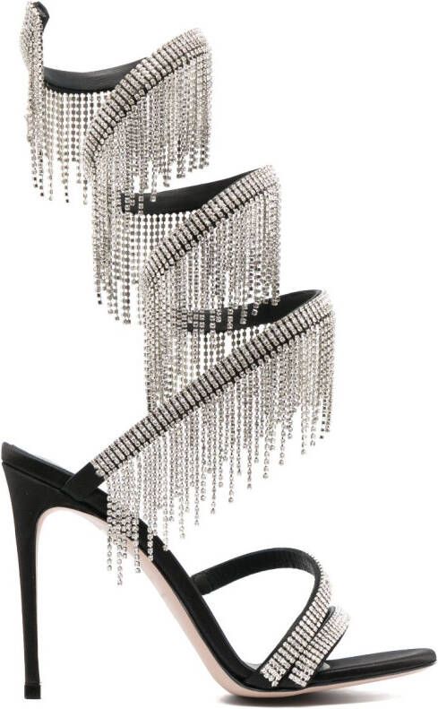 Le Silla Jewels 105mm fringe-detail sandals Black