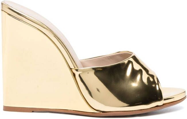 Le Silla Kira 124mm high-wedge heel mules Gold