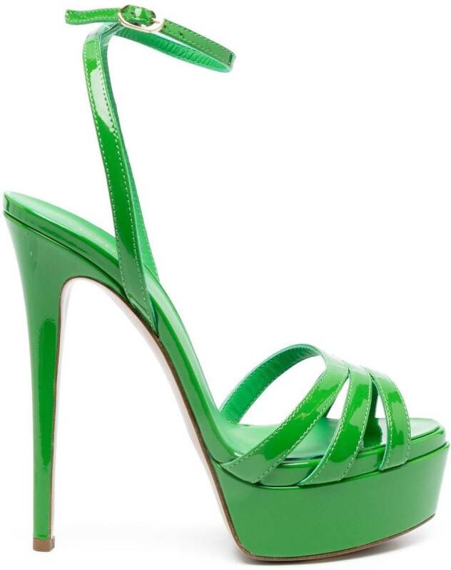 Le Silla Lola 140mm patent leather sandals Green