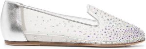 Le Silla Nicole crystal-embellished mesh loafers Silver