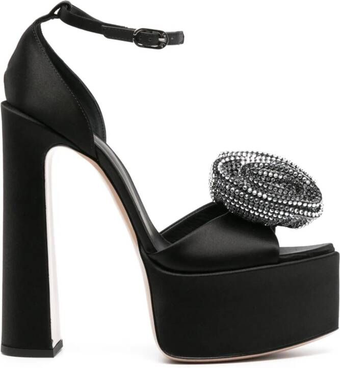 Le Silla Nina 160mm floral-appliqué sandals Black