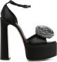 Le Silla Nina 160mm floral-appliqué sandals Black - Thumbnail 1