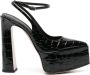 Le Silla Nina 170mm crocodile-effect sling back pumps Black - Thumbnail 1