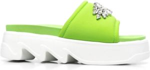Le Silla Poolside crystal-embellished sandals Green