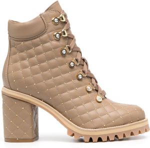 Le Silla quilted rhinestone embellished boots Brown