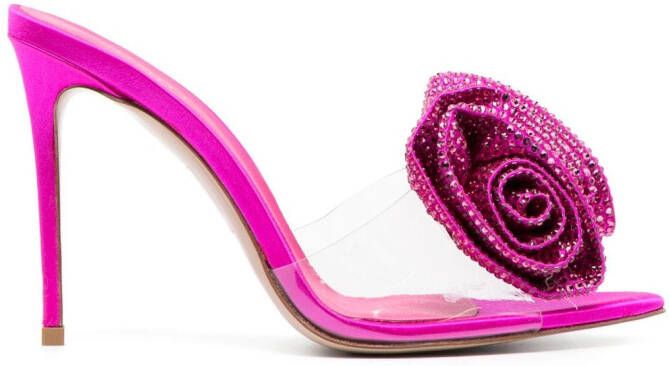 Le Silla Rose 100mm crystal-embellished mules Pink
