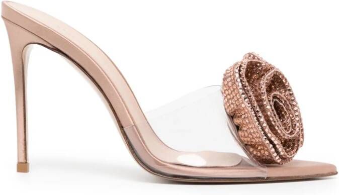 Le Silla Rose 110mm floral-appliqué sandals Pink