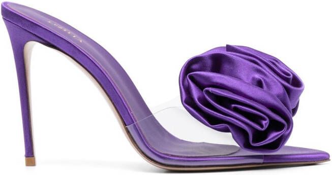 Le Silla Rose 110mm floral-appliqué sandals Purple
