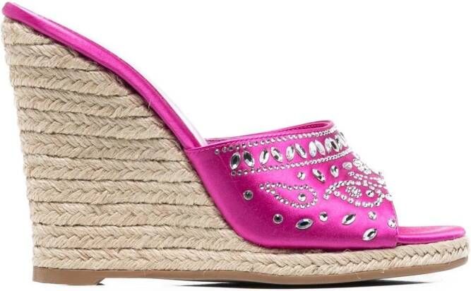 Le Silla crystal-embellished wedge-heeled sandals Pink
