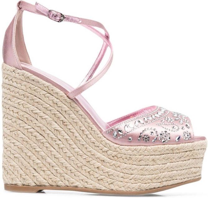 Le Silla crystal-embellished wedge sandals Pink