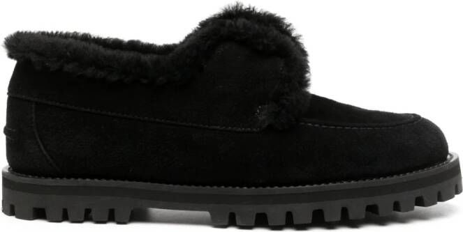 Le Silla Yacht shearling-lining suede loafers Black