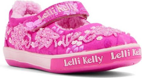 Lelli Kelly logo-embroidered bead-embellished sneakers Pink
