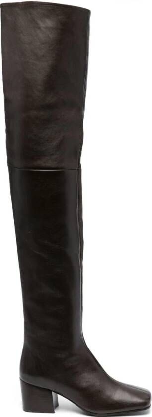 LEMAIRE 60mm leather thigh-high boots Brown