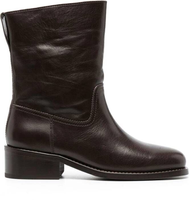 LEMAIRE ankle-length leather boots Brown
