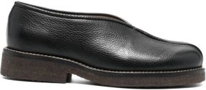 Lemaire grained-leather piped loafers Black
