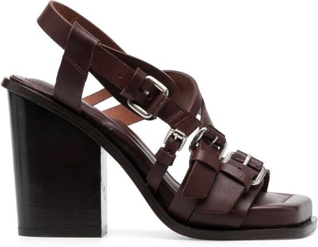 LEMAIRE multiple-strap 100mm leather sandals Brown
