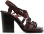 LEMAIRE multiple-strap 100mm leather sandals Brown - Thumbnail 1
