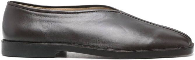 LEMAIRE Piped leather slippers Brown