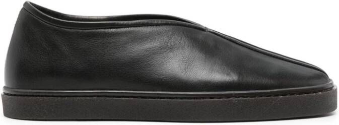 LEMAIRE Piped leather sneakers Black