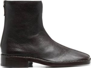 Lemaire square-toe leather boots Brown