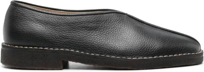 LEMAIRE square-toe leather loafers Black
