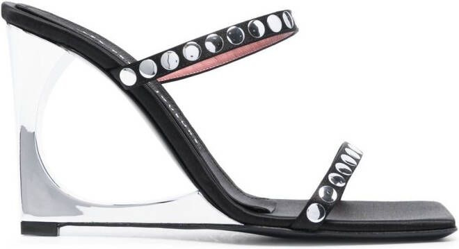 Les Petits Joueurs Lucas studded 105mm wedge sandals Black