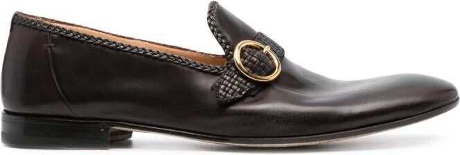 Lidfort buckle-embellished leather loafers Brown