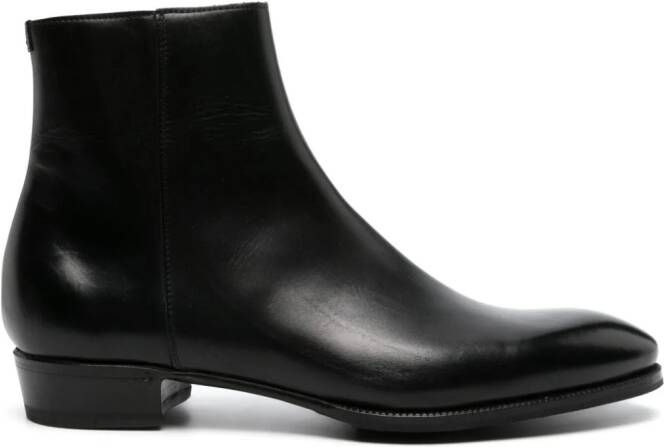 Lidfort zip-up leather ankle boots Black