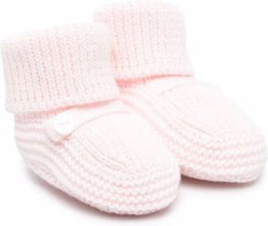 Little Bear bow-detail knitted slippers Pink