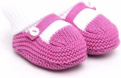 Little Bear knit crib shoes Pink