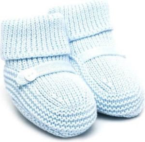 Little Bear knitted button-detail slippers Blue
