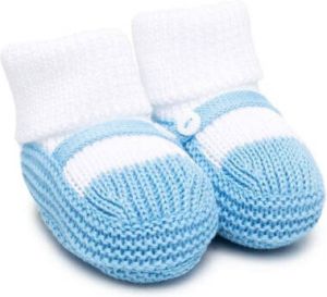 Little Bear knitted button-detail slippers Blue