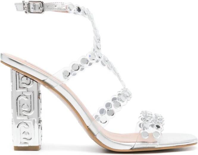 LIU JO 100mm gem-embellished sandals Grey