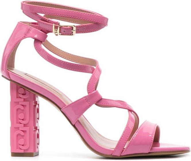 LIU JO 100mm patent-leather sandals Pink