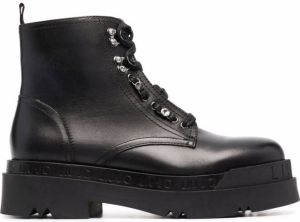 LIU JO calf leather lace-up boots Black