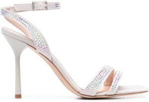 LIU JO crystal-embellished 105mm heel sandals Grey