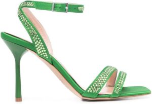 LIU JO crystal-embellished leather sandals Green