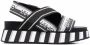 LIU JO Frida striped logo-print sandals Black - Thumbnail 1