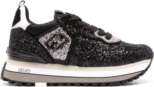 LIU JO glitter-embellished lace-up sneakers Black