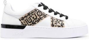 LIU JO leopard-detail logo sneakers White