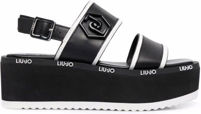 LIU JO logo-plaque slingback sandals Black
