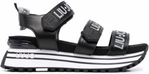 LIU JO logo-print touch-strap sandals Black